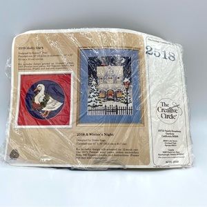 1989 Creative Circle Crewel Kit A Winter's Night 2518 Snowy Holiday Scene 12x16